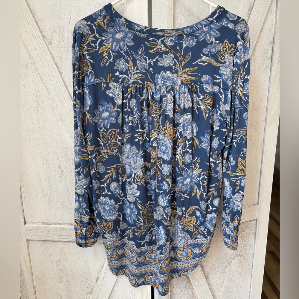 Lucky Brand Floral Top Women’s Large Blue - Picture 3 of 8